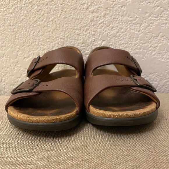 Women SAS Relaxed Sandals Brown Pebble Leather Adjustable Straps in Size 6.5 M - Picture 4 of 11